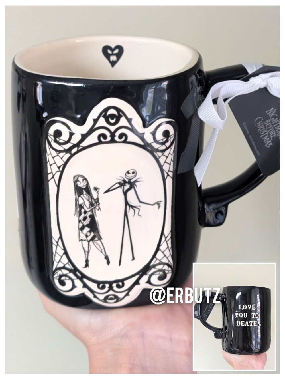 Rae Dunn x Disney Nightmare Before Christmas LOVE YOU TO DEATH Jack & Sally Mug